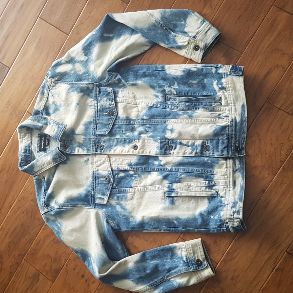 Barney Cools Men's Bleached B Rigid Blue White Jean Jacket Size M